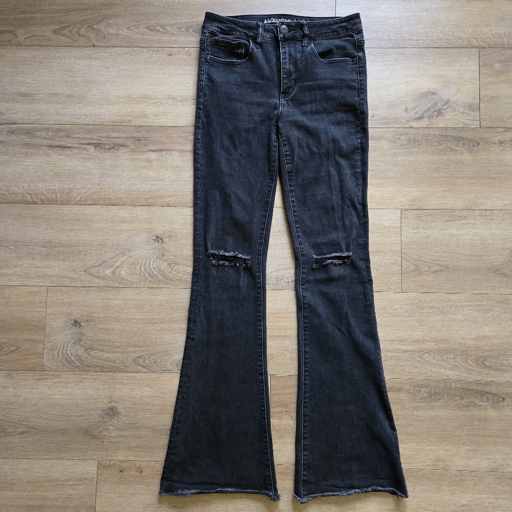 American Eagle Outfitters Black High Rise Slim Flare Leg Jeans